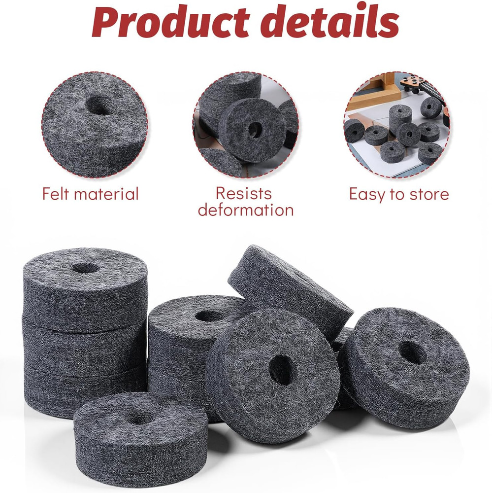 Soft Cymbal Stand Felt Washer 10 Pcs Round Replacement for...