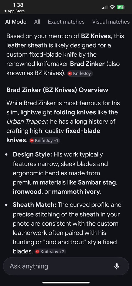 BZ Knives Leather Sheath for Fixed Blade Knife with Belt Loop