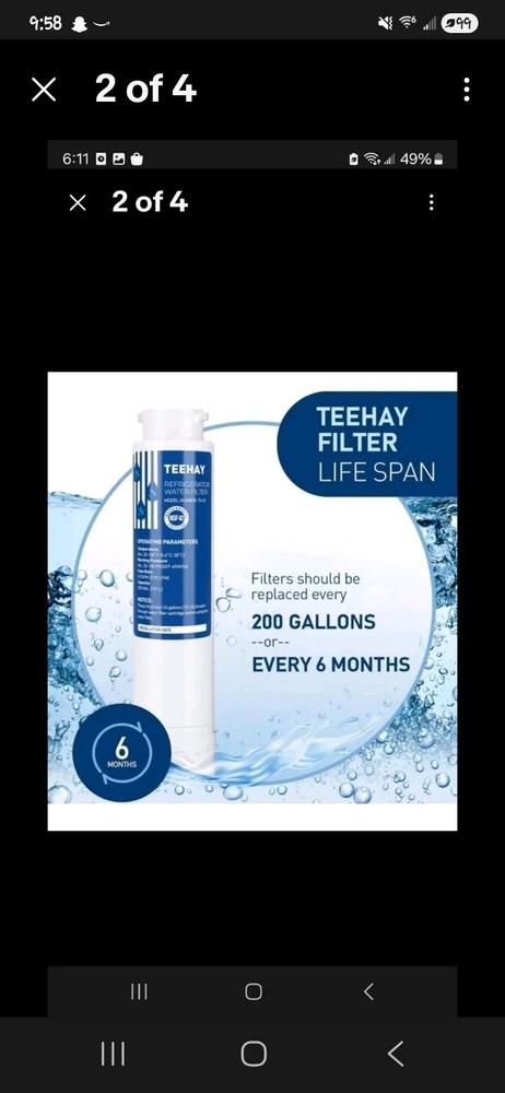 3-pack Teehay TH-01 Refrigerator Water Filter Replacement For EPTWFU01 NEW