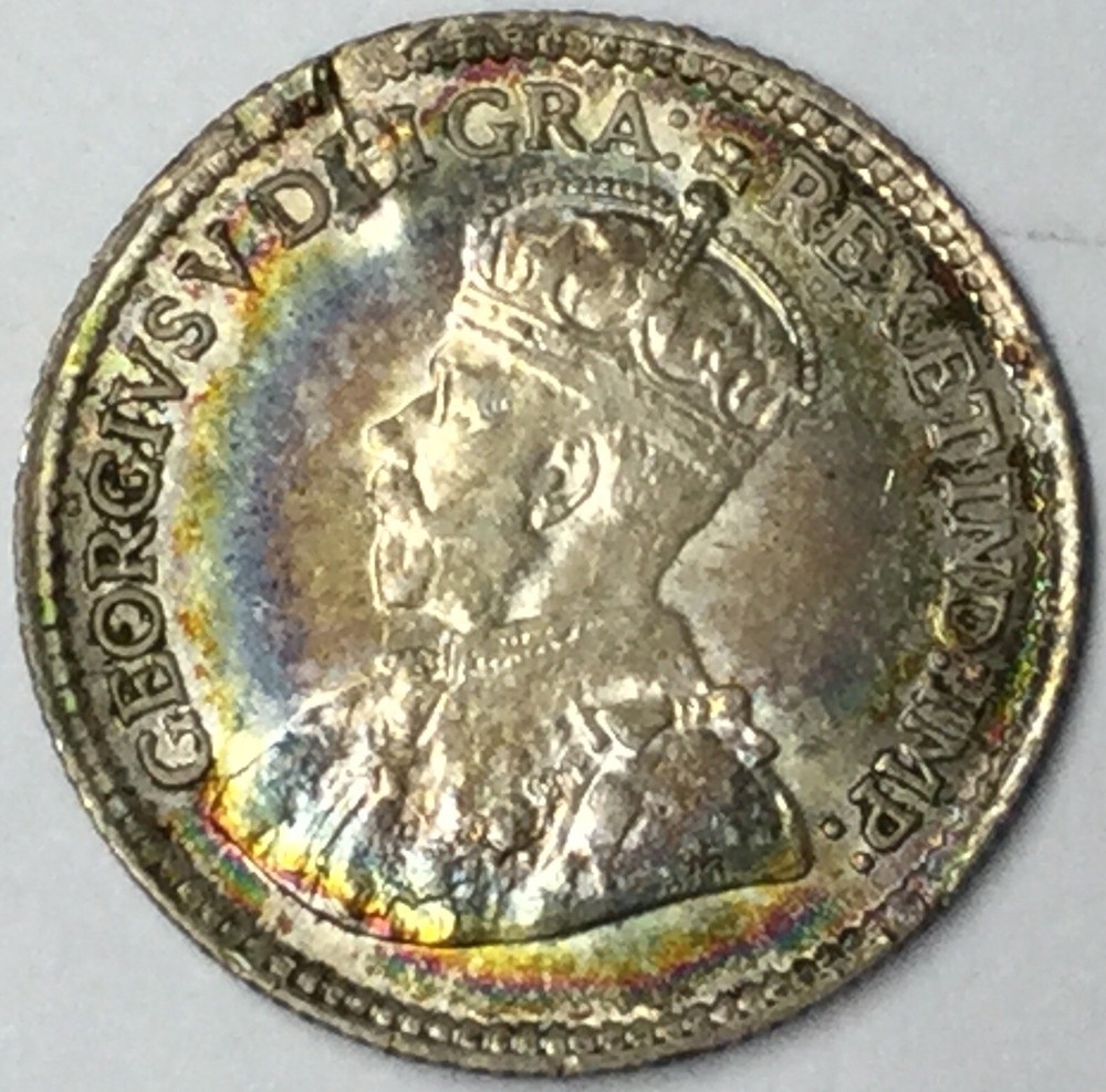 1920 5C Canada George IV Silver 5 Cents Mint Error BU #