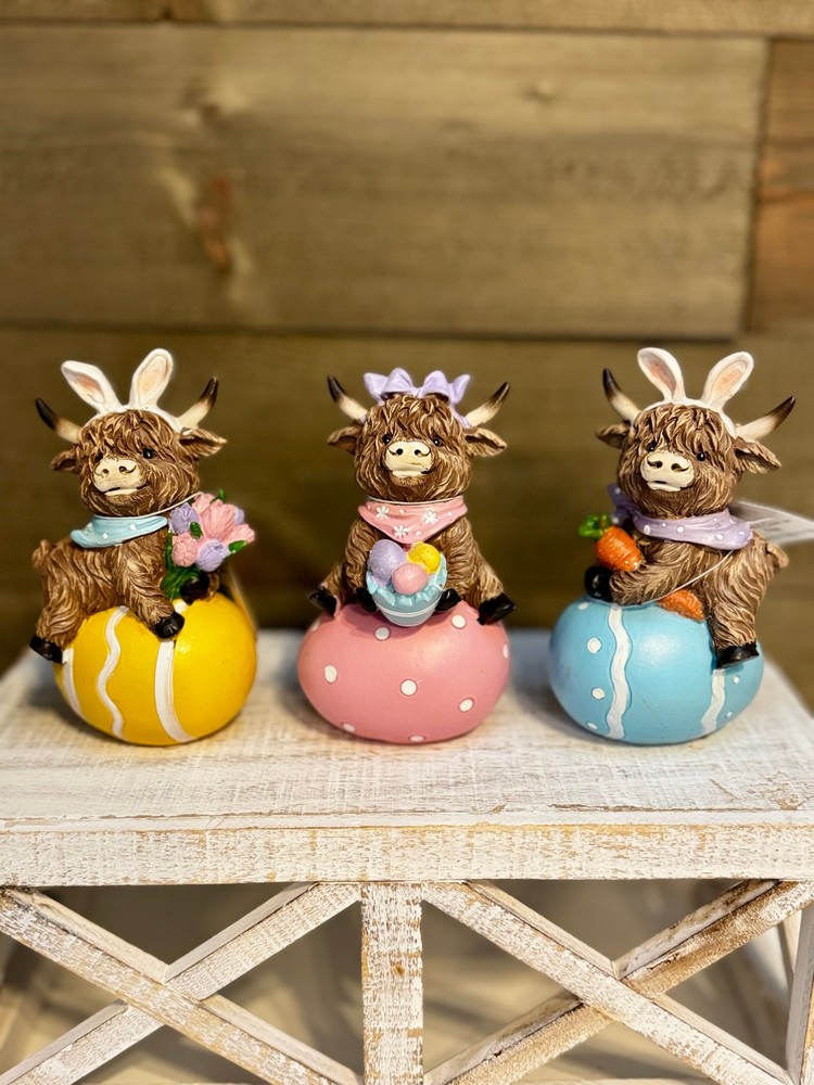 Highland Cows on Easter Eggs - Set of 3