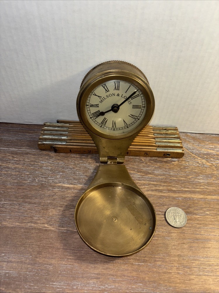 Brass Flip Open Milson & Louis Clock Nice Patina