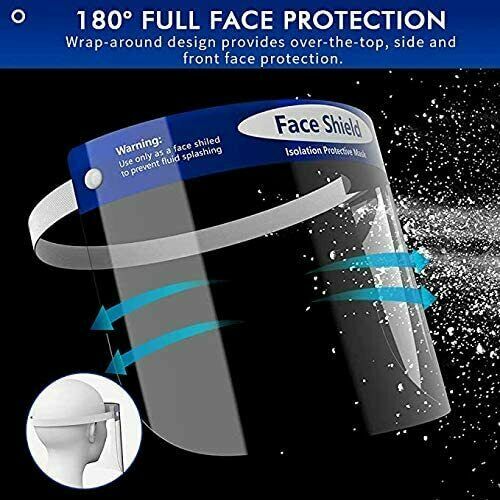 10 Pack Reusable Face Shield Adjustable, Elastic Headband Clear Visor.