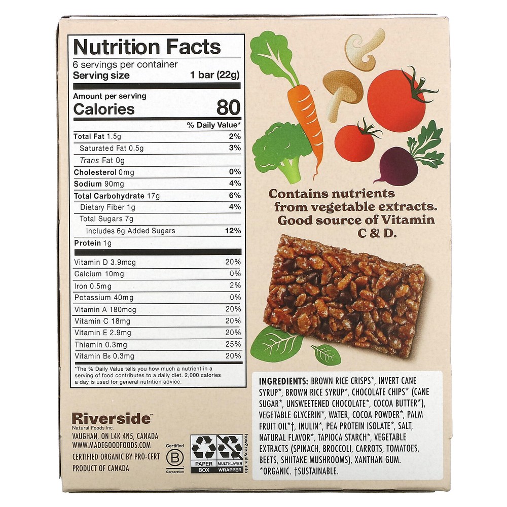 Crispy Squares, Chocolate Chip, 6 Bars, 0.78 oz (22 g) Each