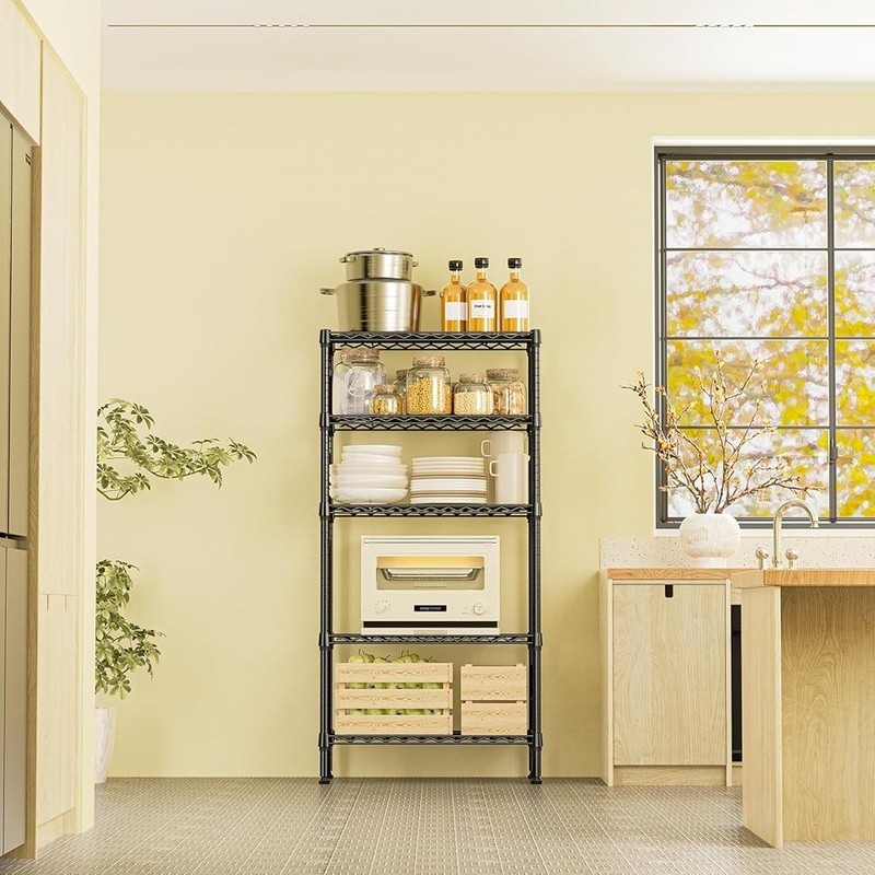 5 Tier Adjustable Shelving Unit Space Saver Tool Free Assembly Kitchen Garage US