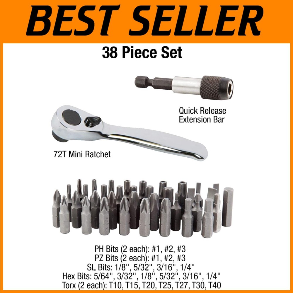 Sunex Mini Ratchet Set 38-Piece Silver