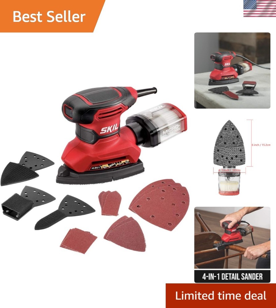 Corded Multi-Function Detail Sander with Micro-Filter Dust Box 3 Additional A...