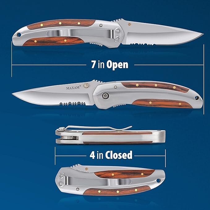 MAXAM Liner Lock Serrated Folding Pocket Knife - 4"