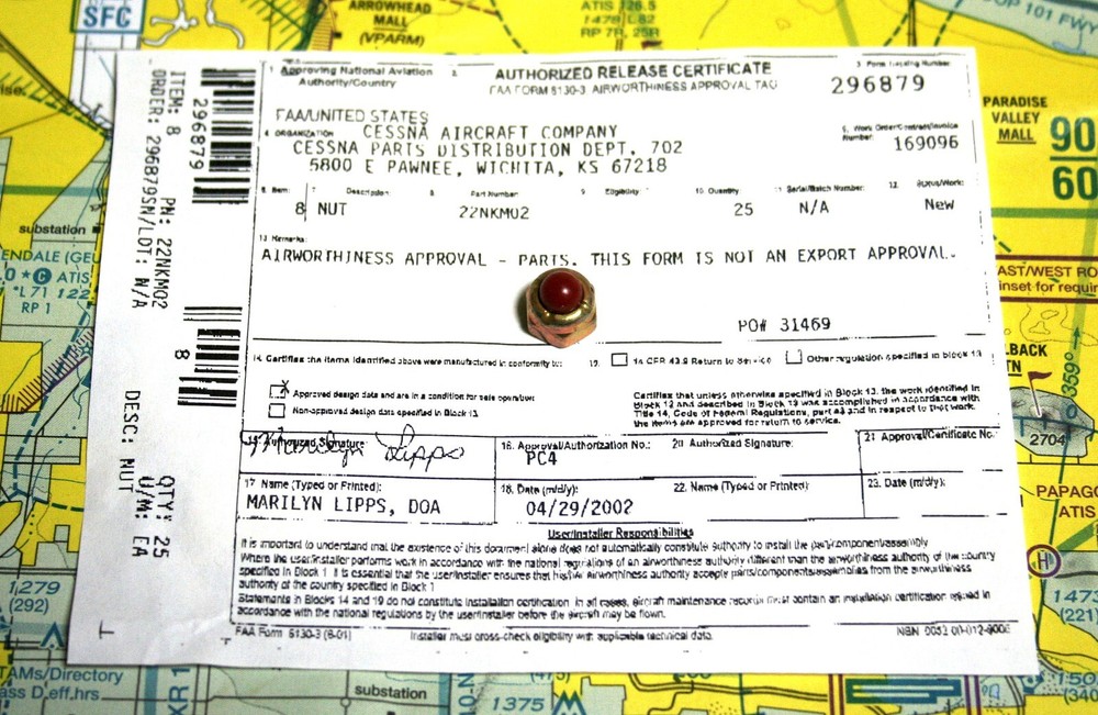 22NKM02 Nut Cessna New with 8130