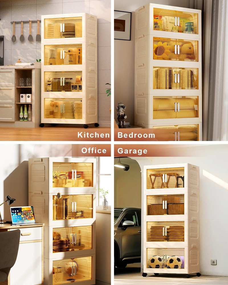 228QT Stackable Storage Bins with Lids 3 Pack, 57Gal Storage Containers with ...