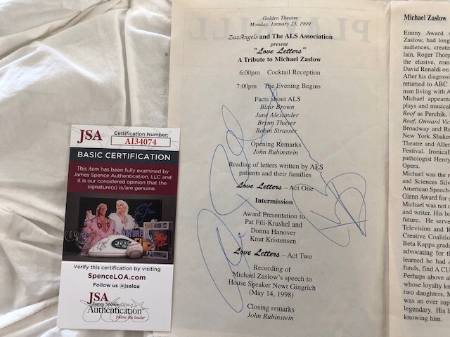 ALEC BALDWIN, KIM ZIMMER SIGNED PLAYBILL COA JSA
