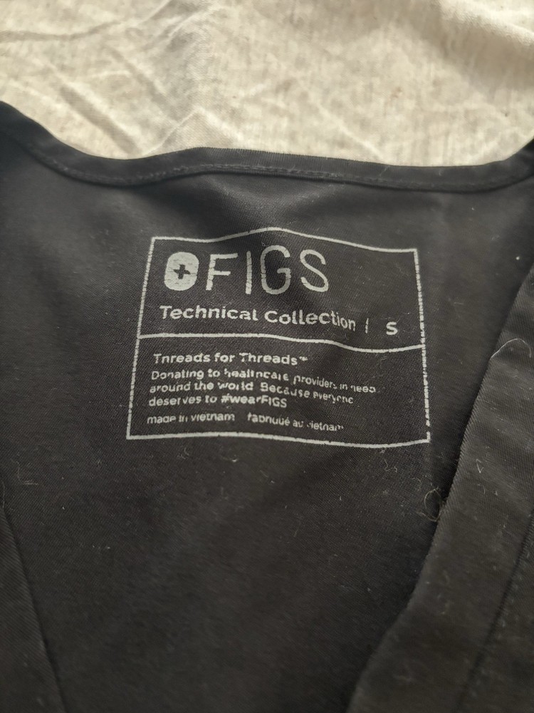 FIGS Technical Collection Unisex Medical Scrubs Set Black Solid Size S