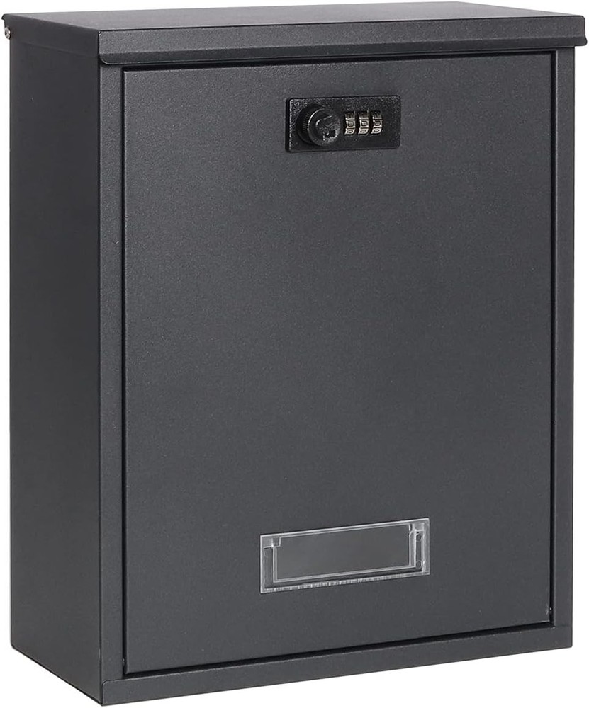 Locking Mailbox Wall Mount Combination Lock Drop Box Large Large, 07 Black