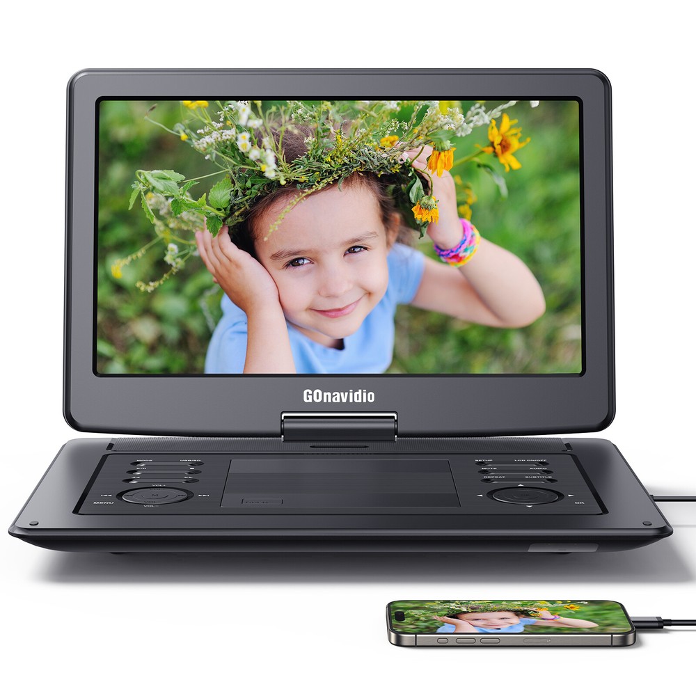 19" Portable DVD Player w/ 16'' Large Screen 6 Hours Sync Screen Last Memory USB