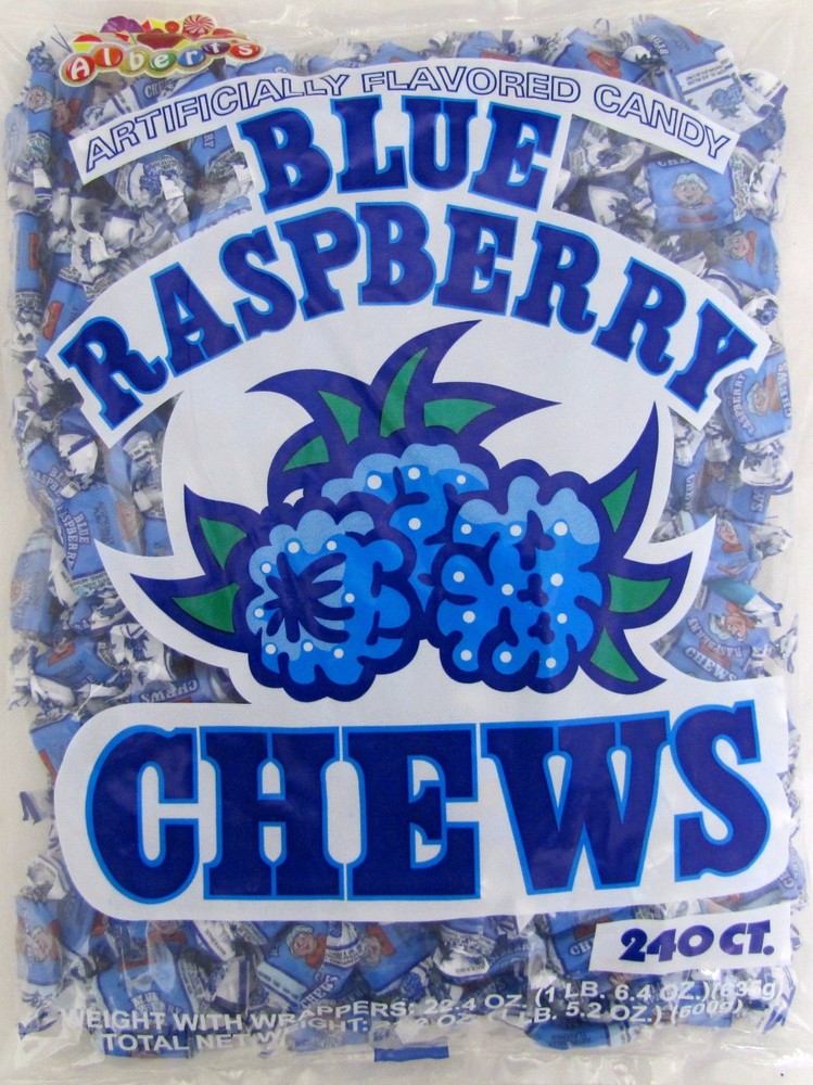 Albert's Blue Raspberry Chews 240 Count Classic Candy Bulk Candies Taffy Chewy