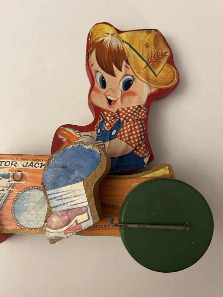 Tractor Jack Pull Toy Vintage Noma Corp