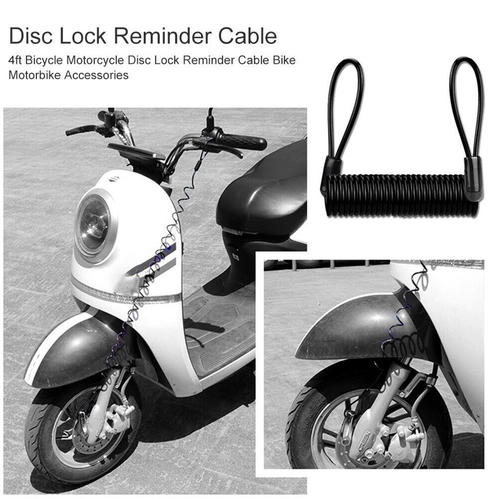 Cable Disc Lock Reminder 1pc 4mm Approx. 120cm Plastic Scooter Security