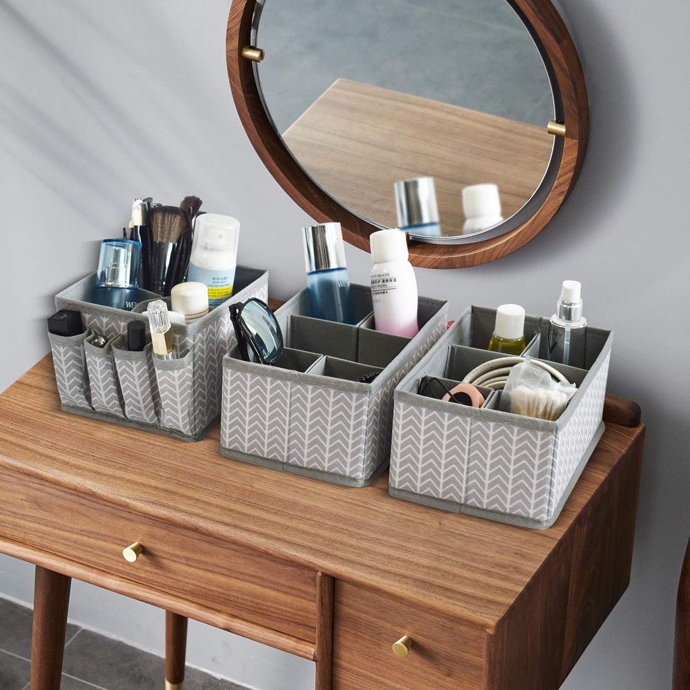 Cosmetic Storage Bins Makeup Organizer, Adjustable Multifunction Storage Box ...