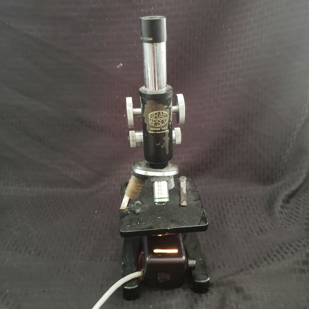 Vintage Original Graf Apsco Slide Microscope With Light