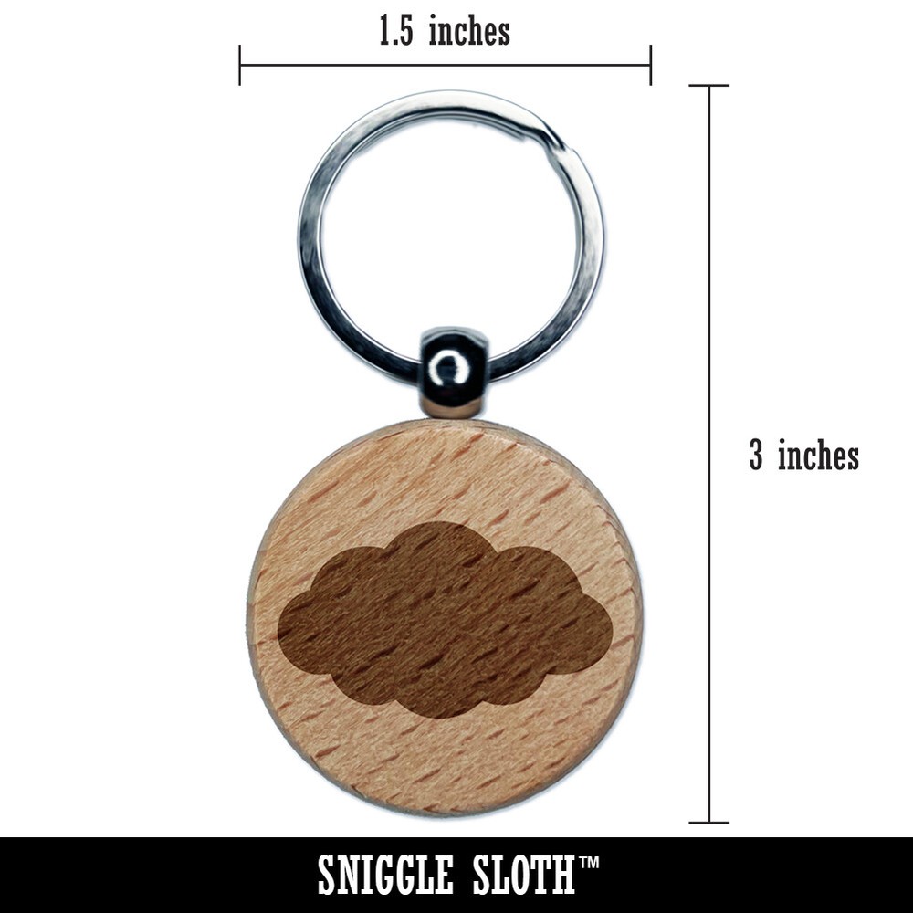 Cloud Solid Engraved Wood Round Keychain Tag Charm