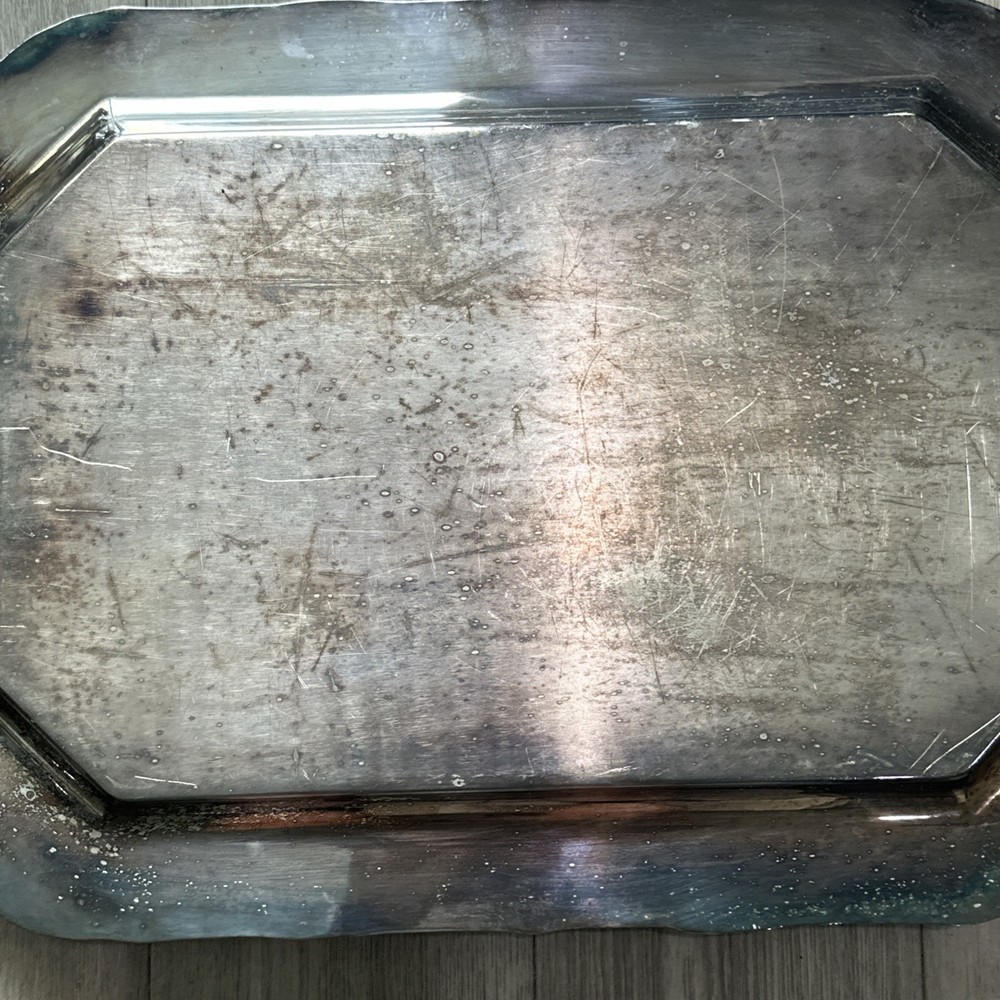 Vtg Continental Silver Co Inc 2955 Copper Base Serving Tray Grapevine Pattern
