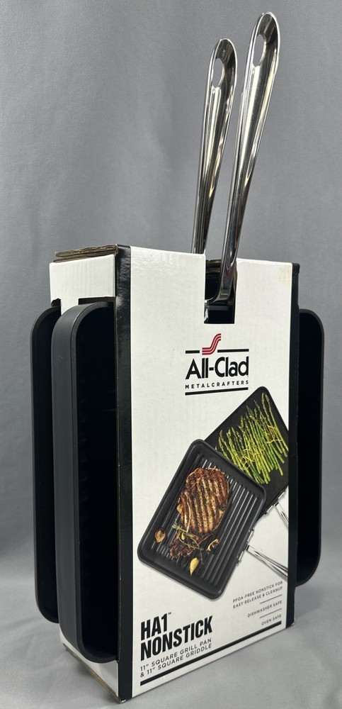 New ALL-CLAD HA1 Nonstick Square Griddle & Grill Set Bundle