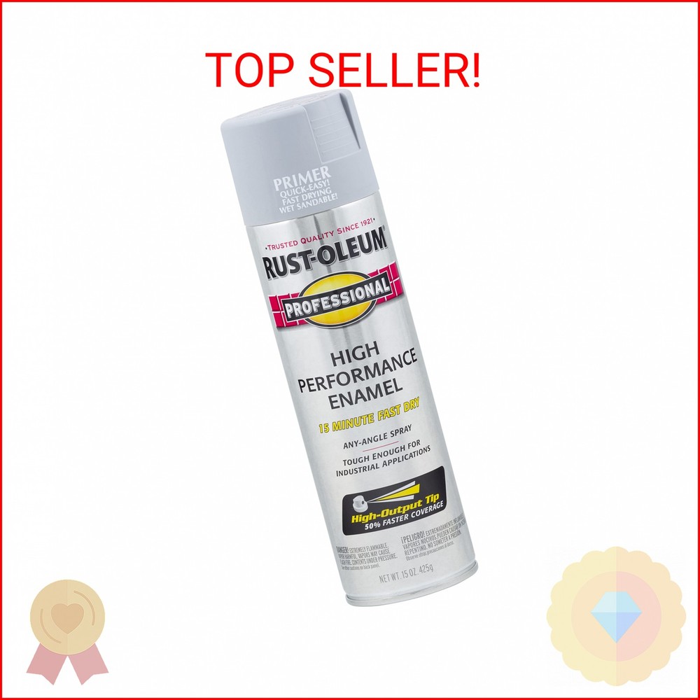 Professional Primer Spray, 15 oz, Flat Gray - Durable Rust Protection