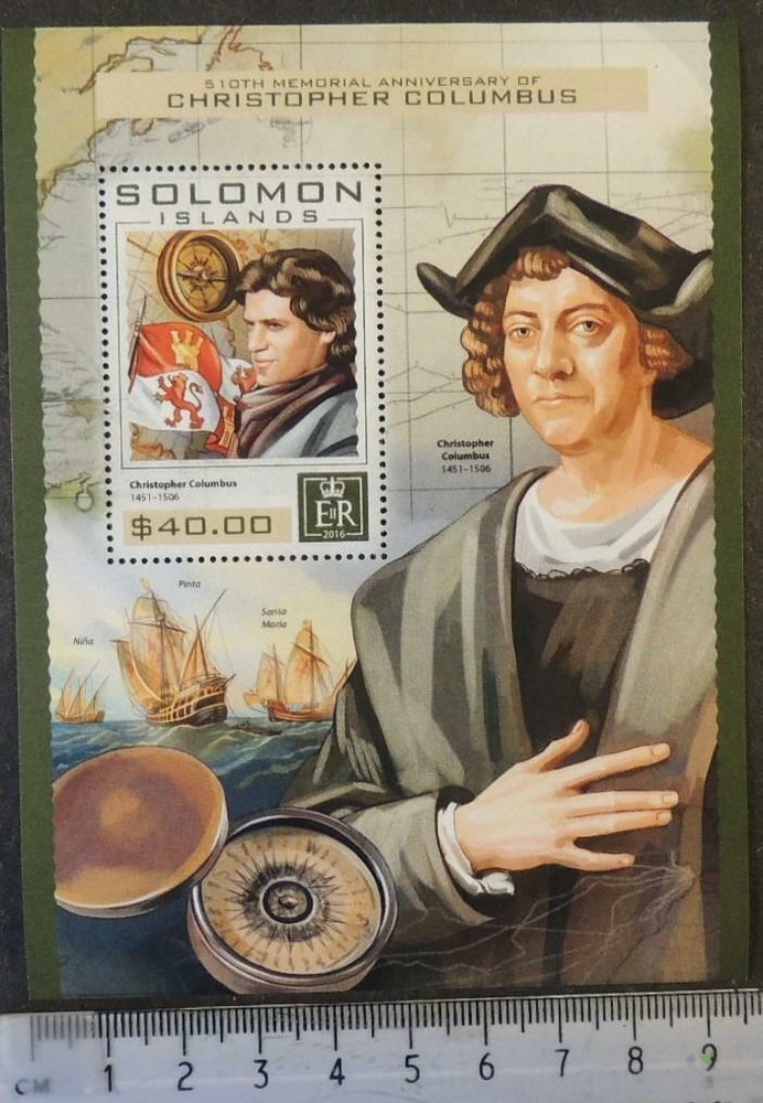 Solomon Islands 2016 christopher columbus explorer ships compass flags