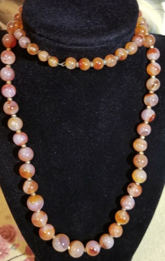 Vintage Agate/Carnelian Beads Necklace