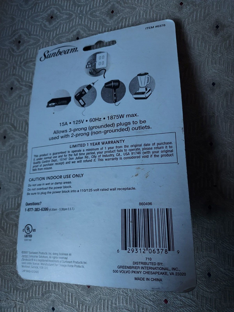 Sunbeam Power Tension 2 pack Adapter plugs