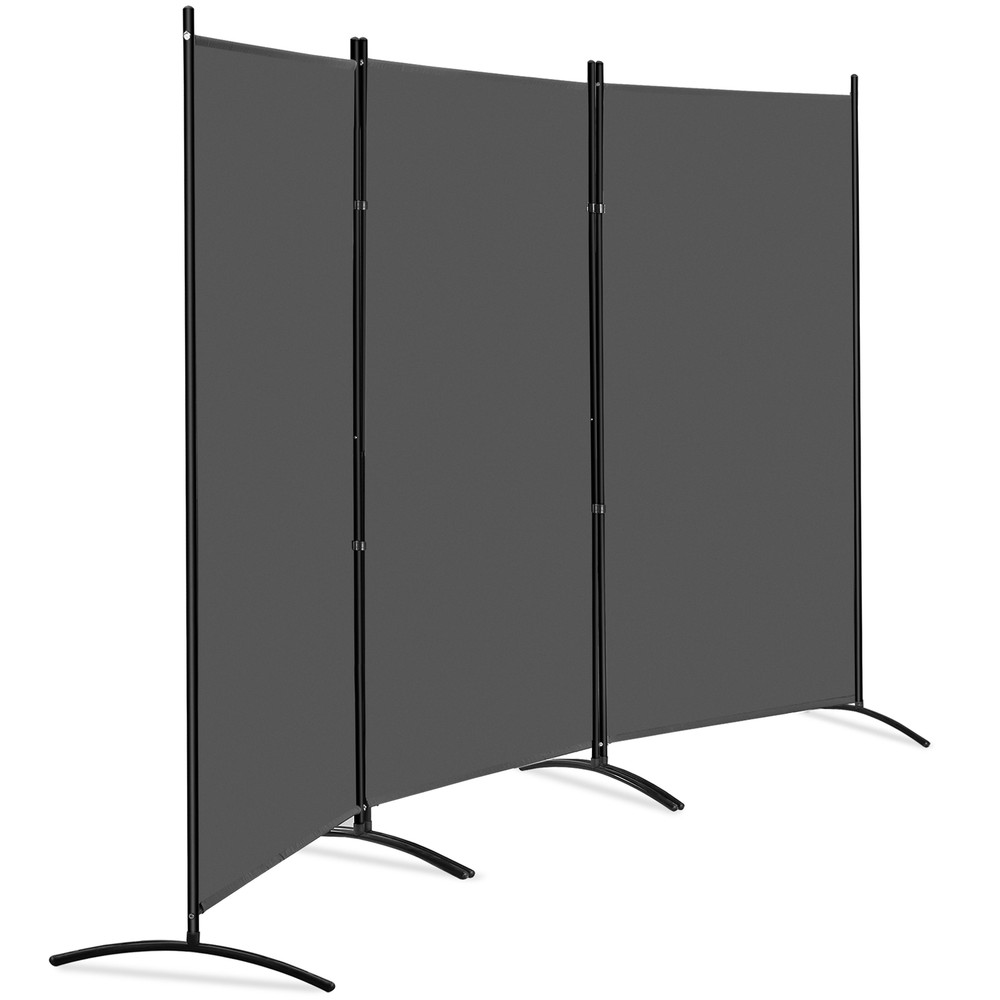 3 Panel Room Divider 6 FT Tall Folding Privacy Screens Partition Separator Gray