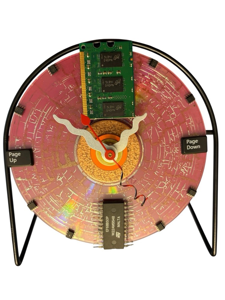 Handcrafted Clock From Computer Components Signed by Artisan Carol A Baum