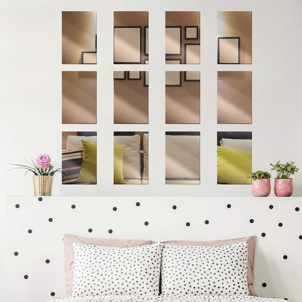 12 Pack Mirrors Plastic Mirror Decor Flexible Mirror Sheets Self Adhesive Mirror