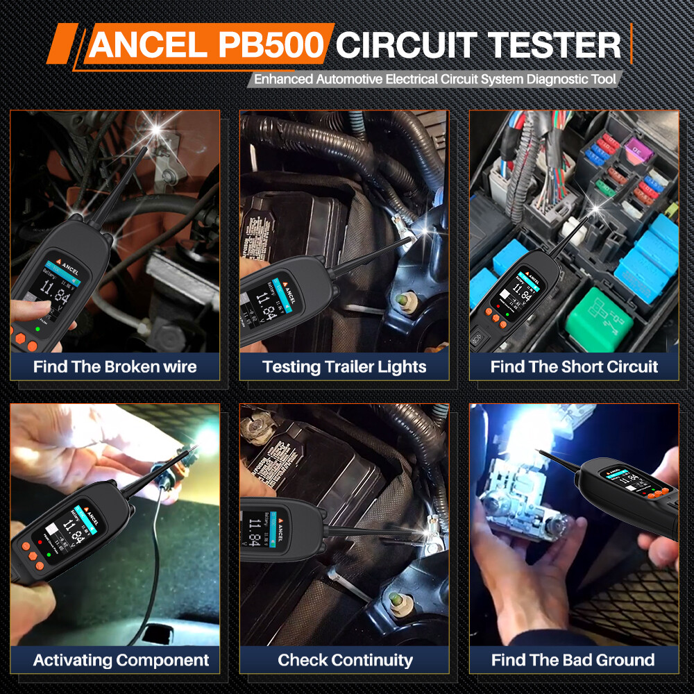 Ancel PB500 Power Circuit Tester Probe Electrical System 12V/24V Diagnostic Tool