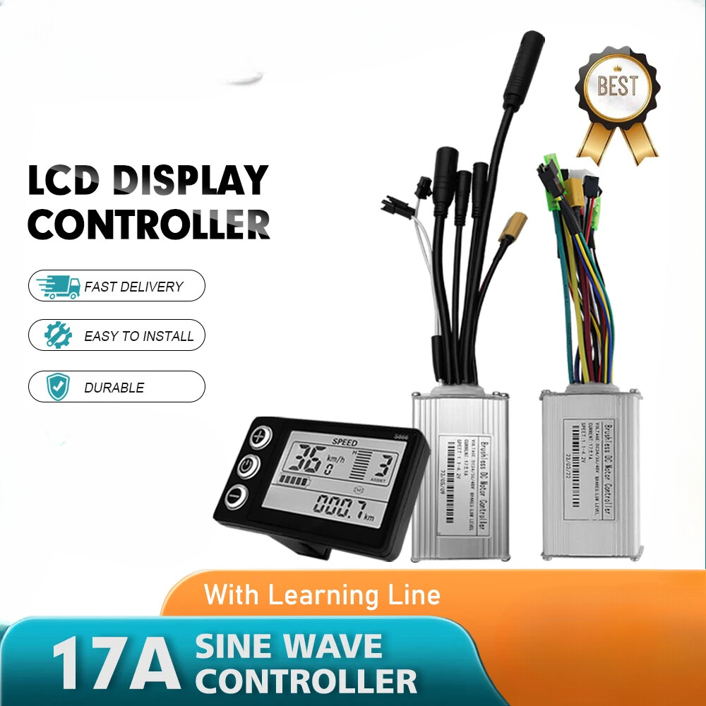 E-bike 36V 48V Three-Mode 17A Sine Wave Controller with LCD Display SM/WP Plug