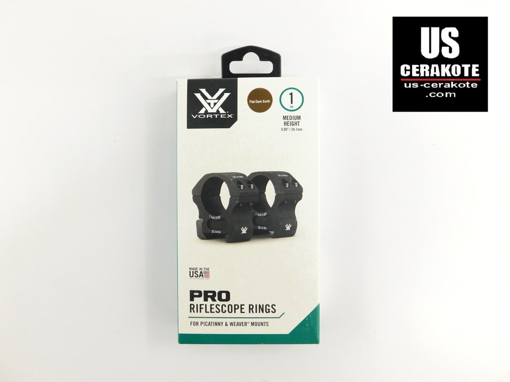 Vortex Pro Series 1" Medium Weaver Style Scope Rings Flat Dark Earth PR1-M