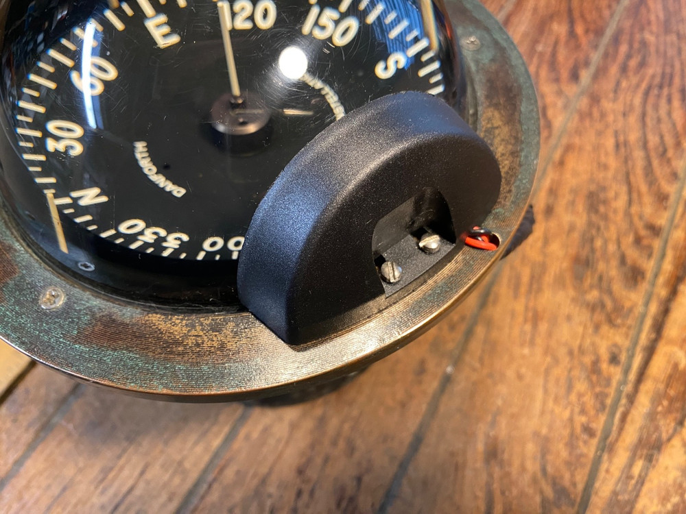 Vintage Danforth Constellation Dash Mount Compass 5" Card Red LED Light