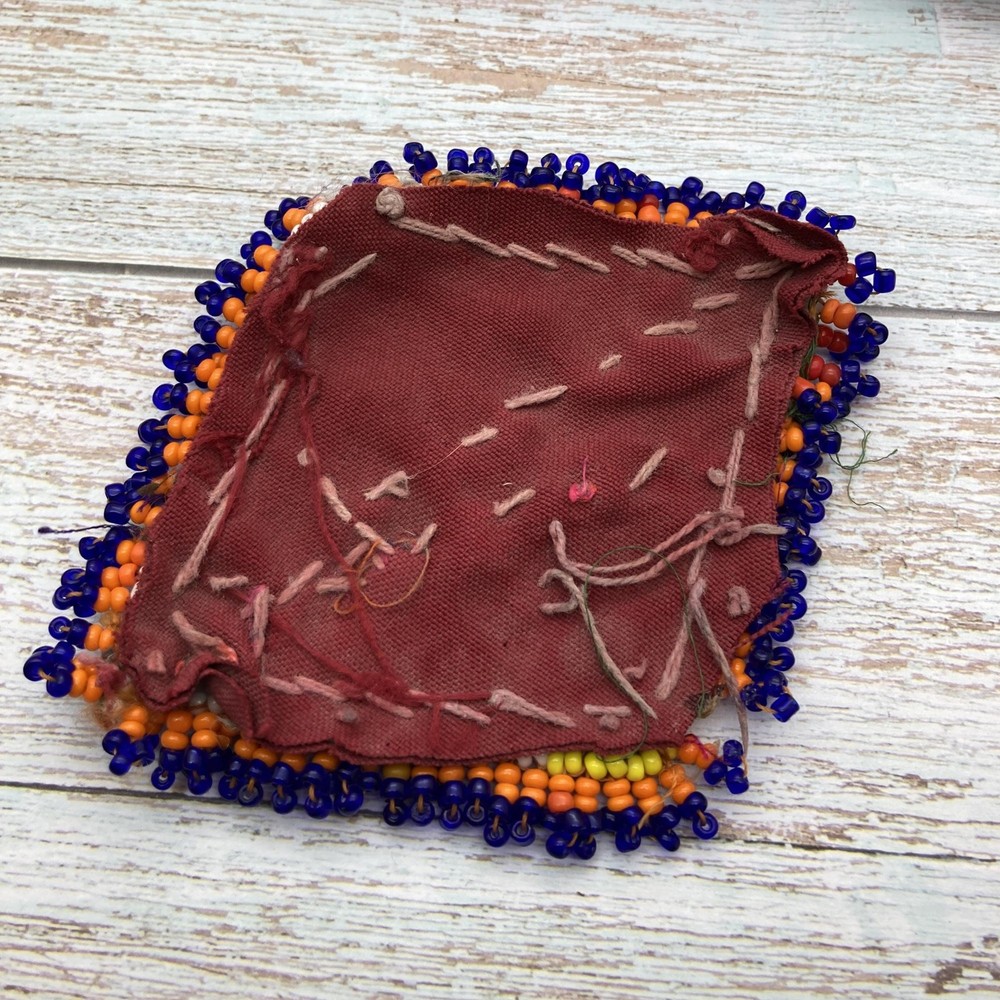 Vintage Evil Eye Patch Kuchi Tribal Textile Missing Beads (18724)