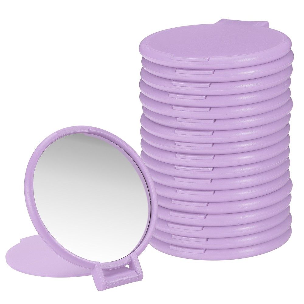 18 Pcs Round Compact Mirror Bulk, Mini Pocket Mirrors, Purple