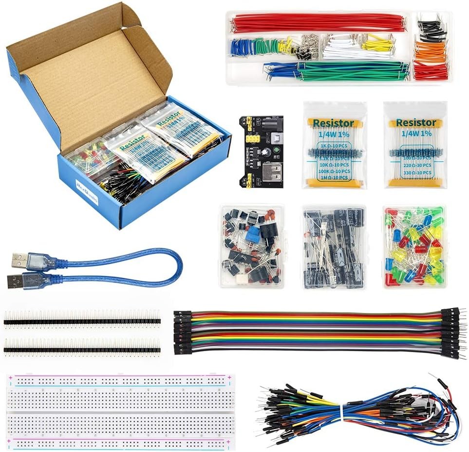 REXQualis Electronics Component Fun Kit 830-Point Breadboard & Power Supply