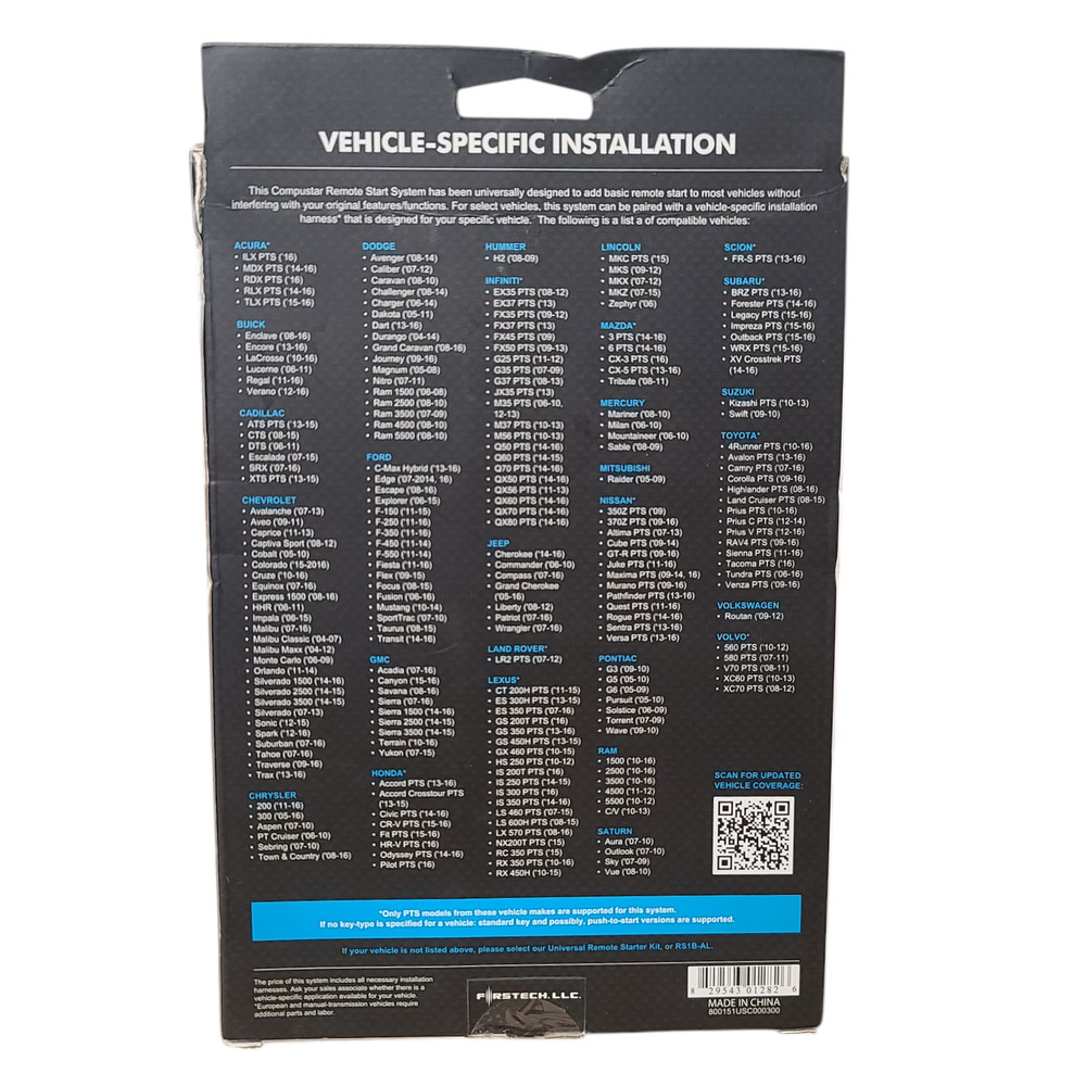 CompuStar RS1B-DC2 1-Way Remote Start Most Vehicles