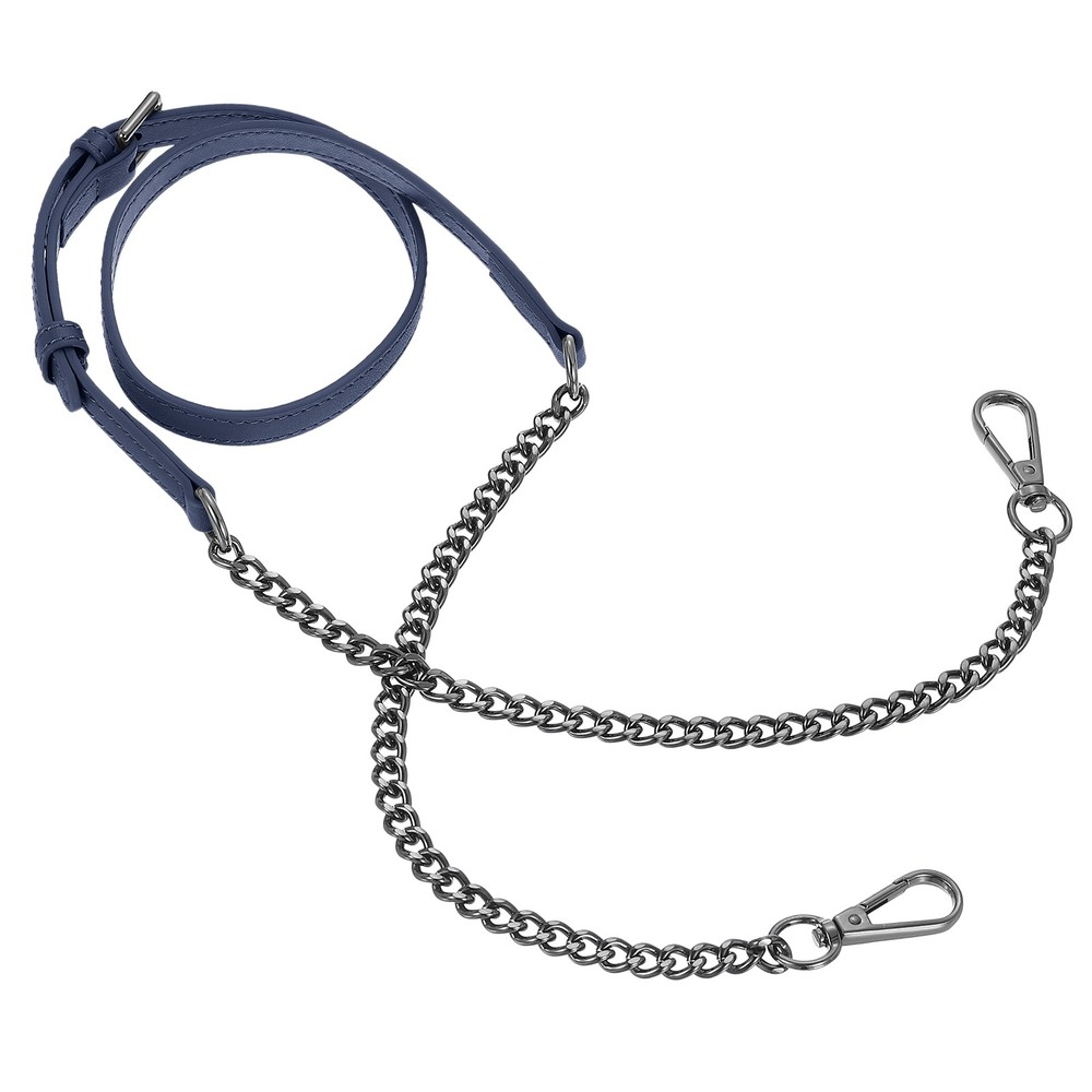 Adjustable Leather Chain Straps, 49" Purse Chain Strap (Dark Blue, Grey)