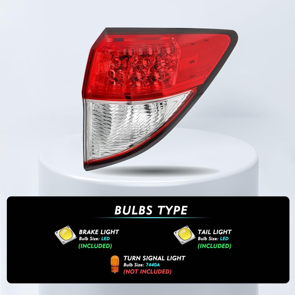 LED Tail Light Assembly for HRV 2016-2022 Right Passenger Side Red Clear