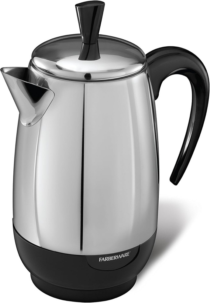 Electric Stainless Steel Coffee Percolator with Automatic Keep Warm Feature