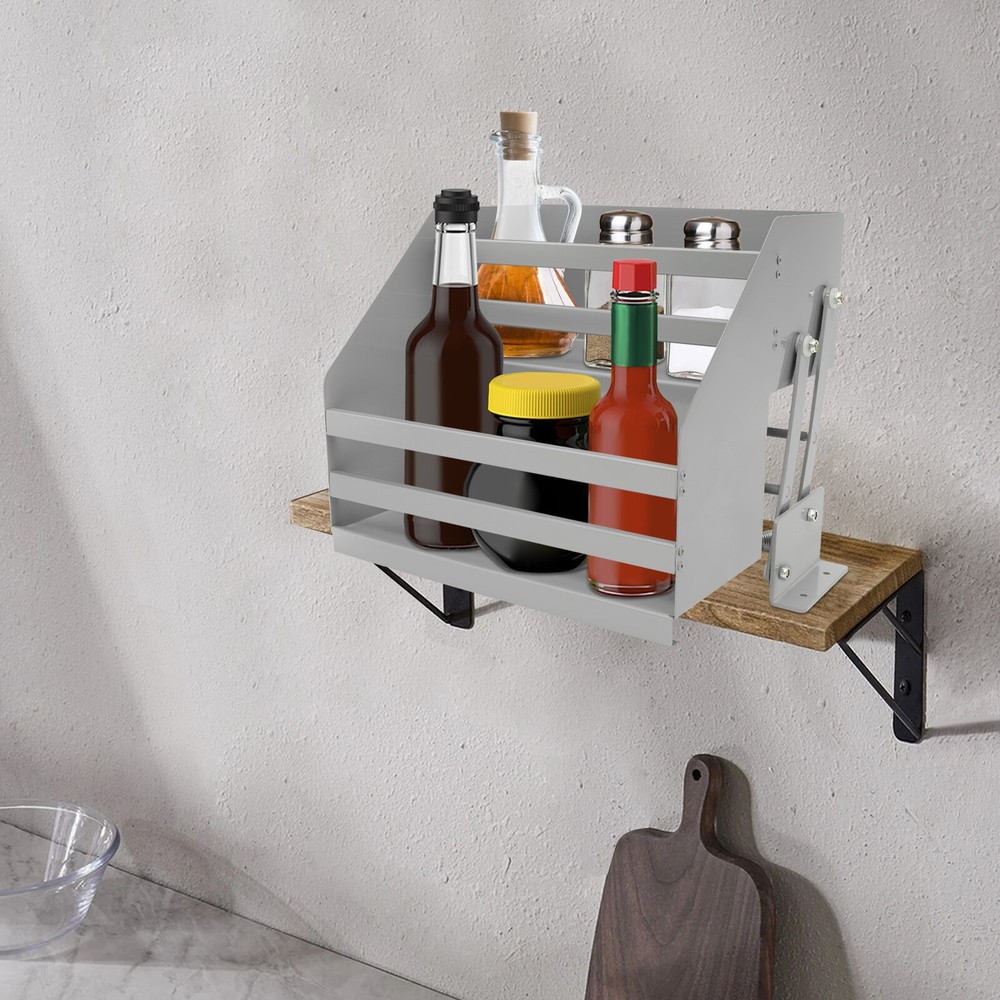 Pull Down Cabinet Organizer 2 Tier Pull-Out Cabinet Wall Shelf Spice Dishes Rack