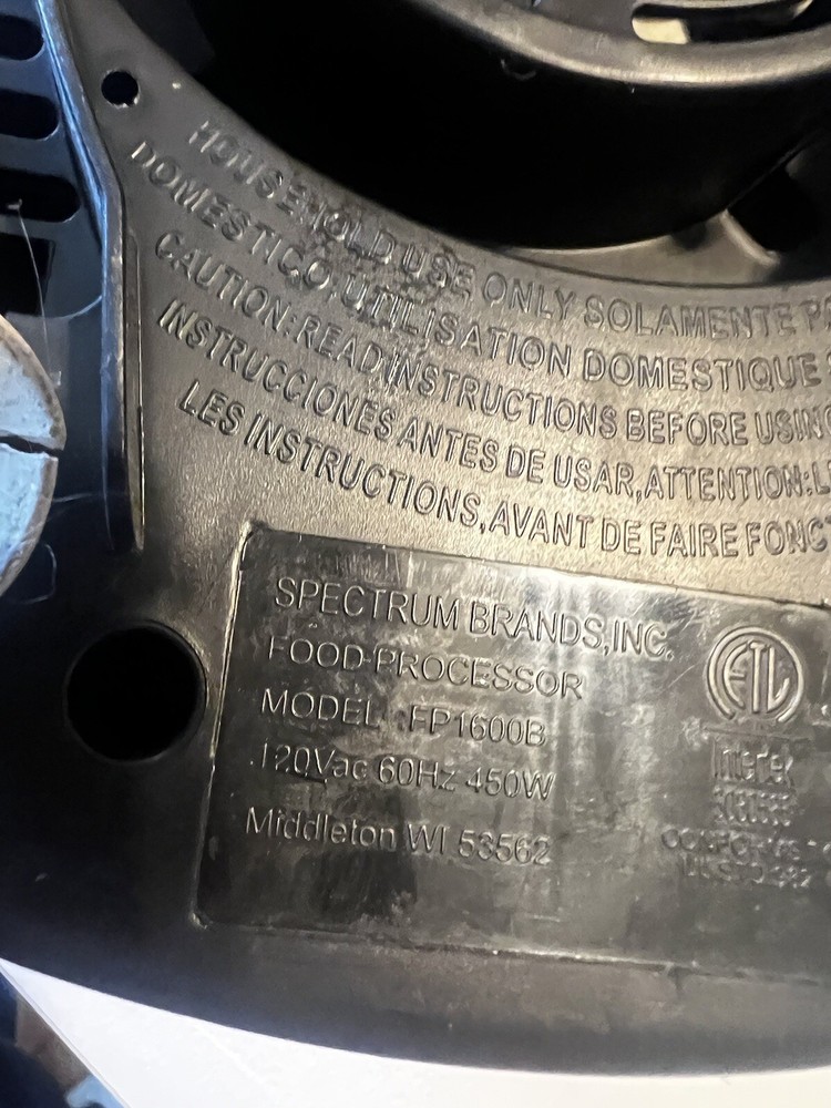 BLACK & DECKER Food Processor Motor Base NOT WORKING FP1600B