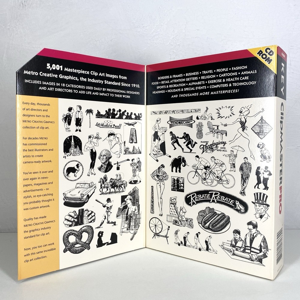 Clip Master Pro CD-Rom Image Library Vintage Graphics 1999 Clipart Software