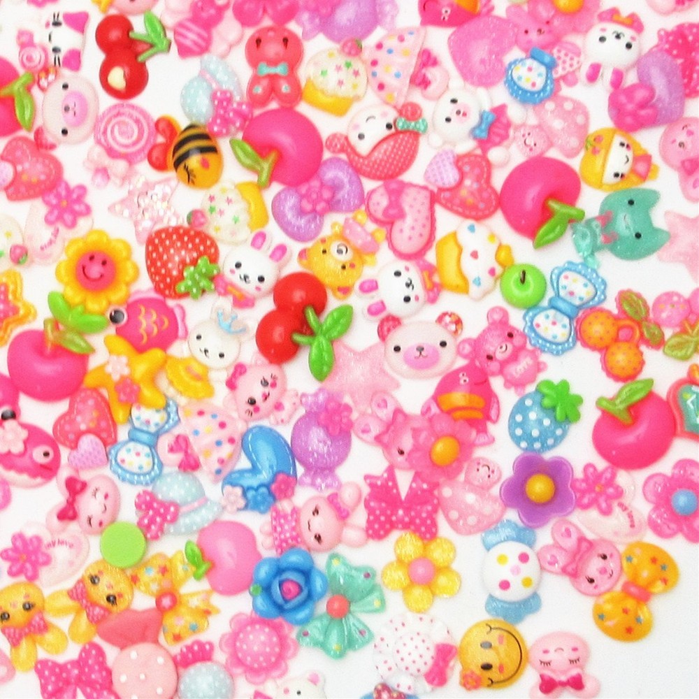 100pcs Mix Lots Flatback Resin Buttons Scrapbooking Craft Decorative Elements
