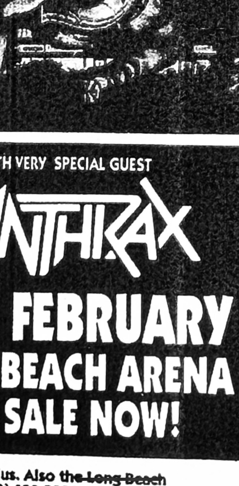 Iron Maiden + Anthrax flyer for Long Beach, CA 2/20/81