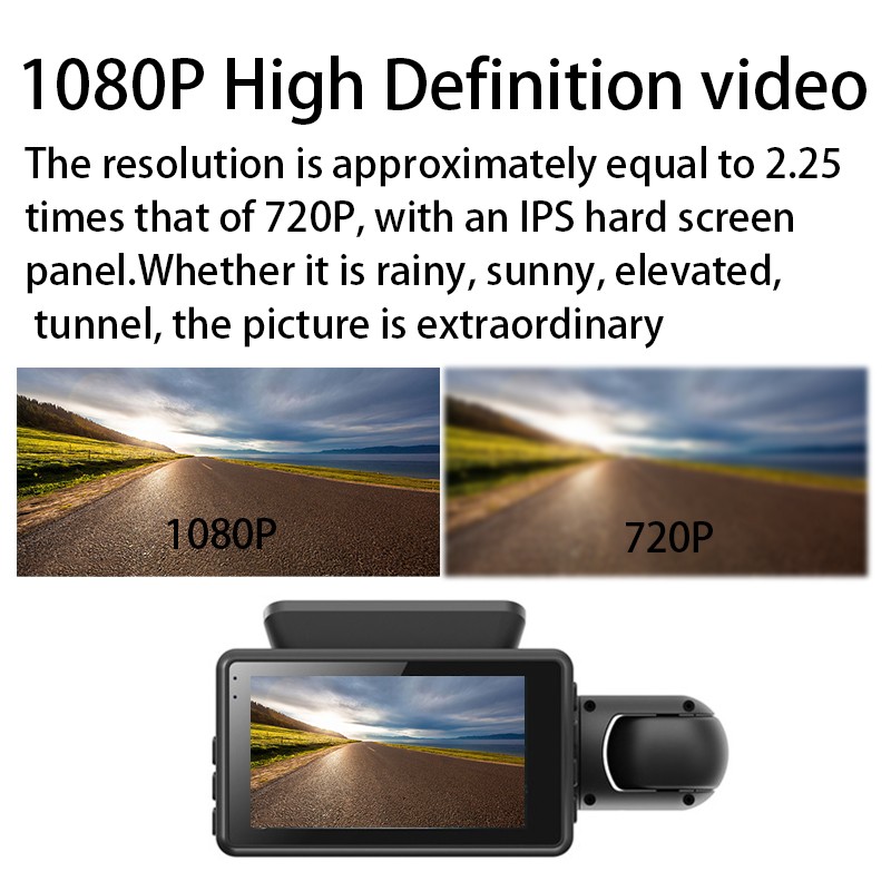 3 inch Car DVR Touch Screen Driving Video Recorder G-sensor Front+Inside Camera
